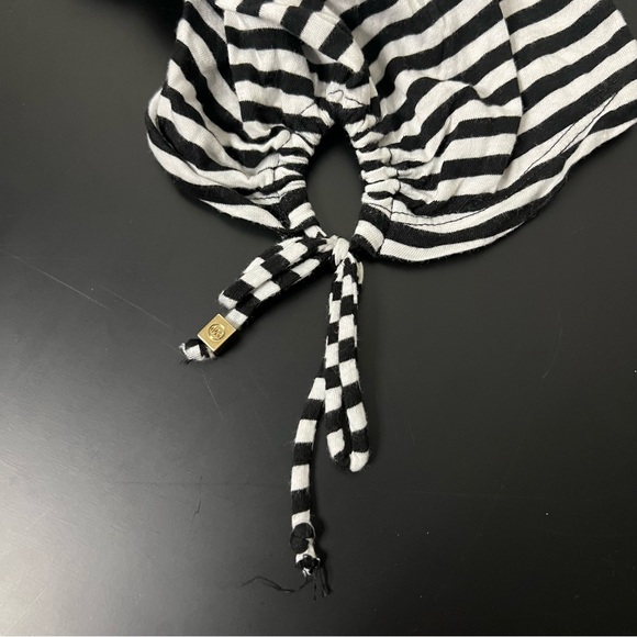 Michael Kors Size Large Women's Striped Short Tie Sleeves Tee T Shirt Pre-owned - Picture 6 of 11